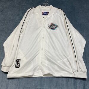 Pro Player Detroit Pistons NBA Jersey Mens Medium White Graphic Print Snap Front